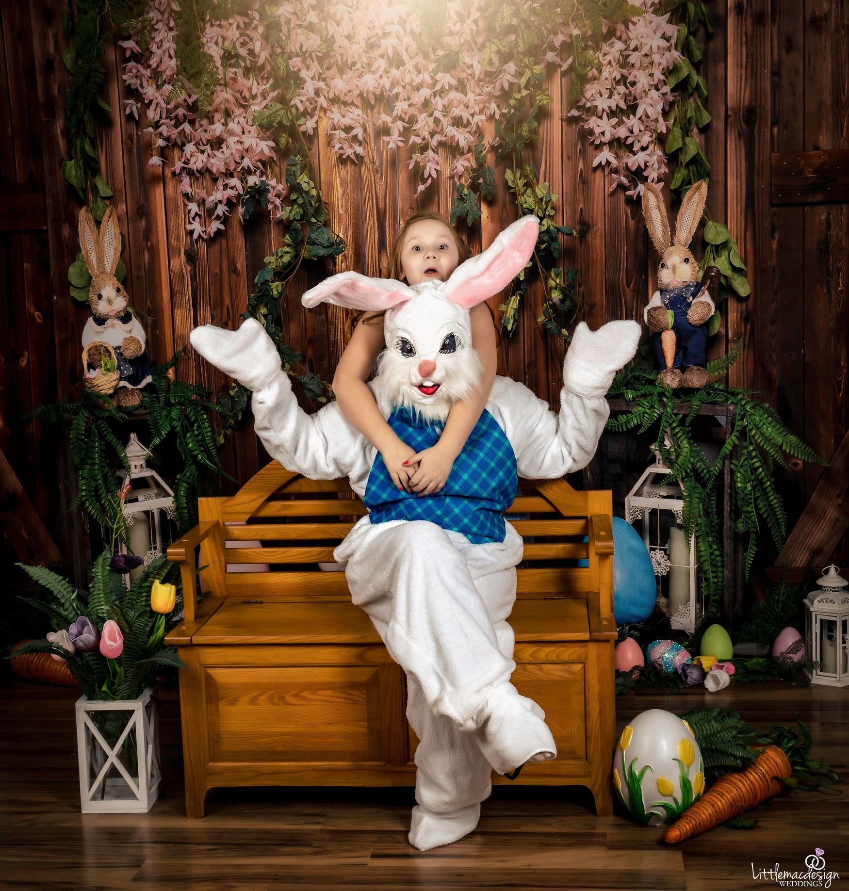 kate イースターエッグバニーブラウン木造納屋春の背景