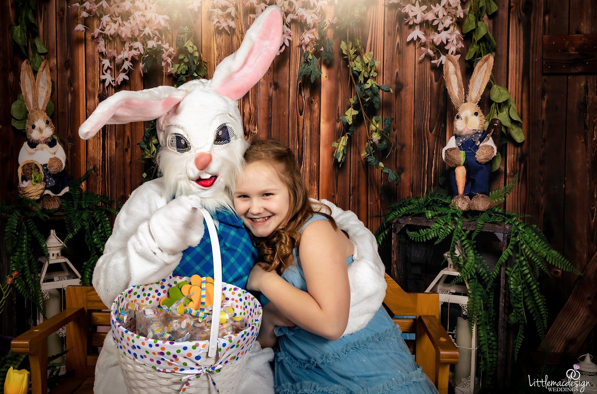 kate イースターエッグバニーブラウン木造納屋春の背景