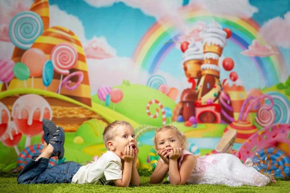 Kate 子供の写真のためのキャンディアニメーションの世界の背景