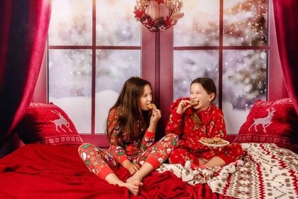 Kate クリスマスウィンドウの赤いカーテンの背景