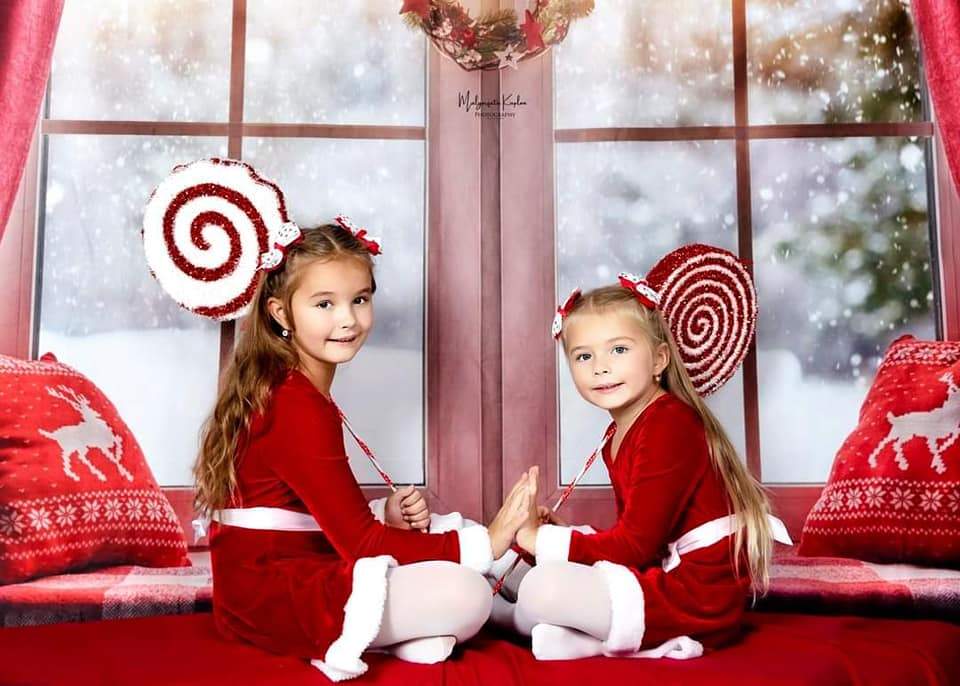 Kate クリスマスウィンドウの赤いカーテンの背景