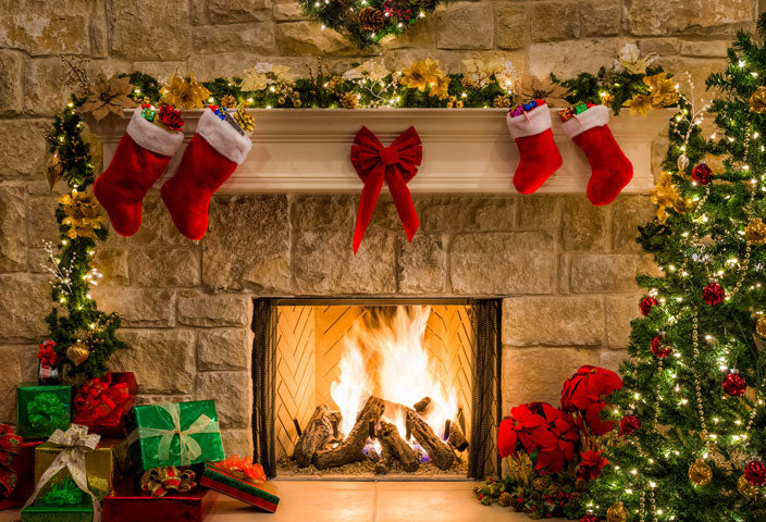 Kate 暖炉ソックスクリスマスツリー写真背景