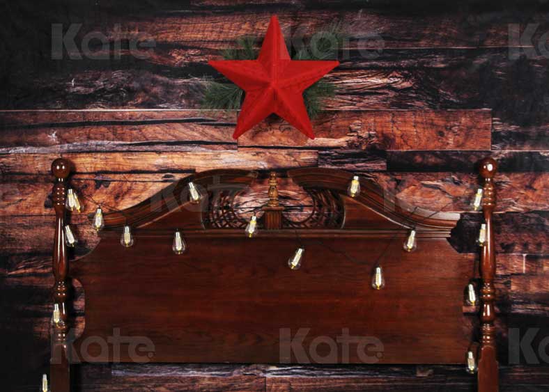 Kate クリスマスの木製の壁のヘッドボードの背景