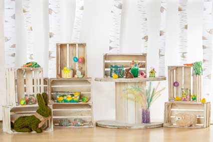 Kate 写真のためのウサギと装飾イースターの背景