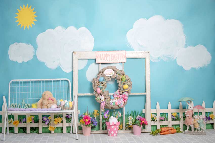 Kateウサギの装飾イースター春の子供の写真撮影の背景