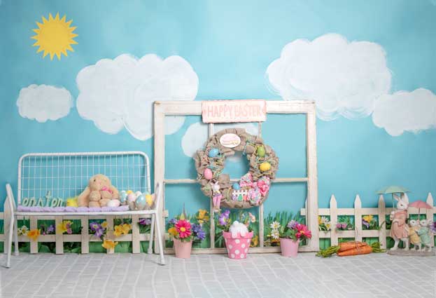 Kateウサギの装飾イースター春の子供の写真撮影の背景