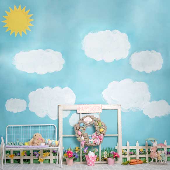 Kateウサギの装飾イースター春の子供の写真撮影の背景