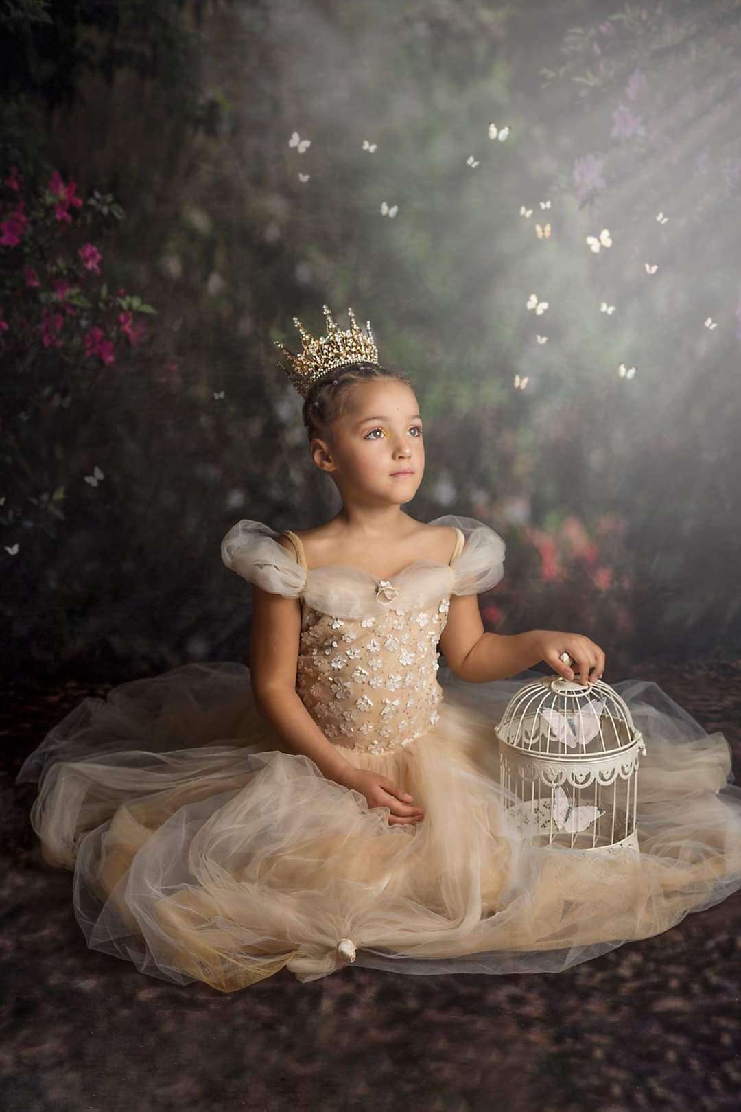 Kateピンクの花の庭の妖精ライト春の春夏背景布 写真撮影用