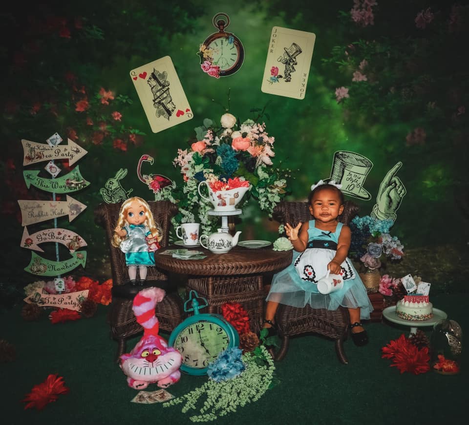 Kateピンクの花の庭の妖精ライト春の春夏背景布 写真撮影用