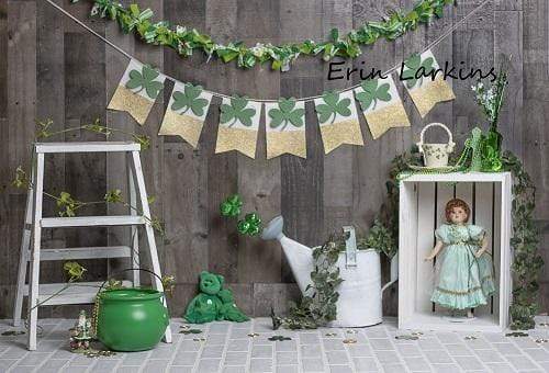 Kate写真撮影のためのバナー聖パトリックの日の背景と木製の壁Erin Larkinsデザイン