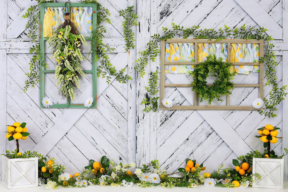 Kate 子供のためのレトロな木製の夏のヒナギクレモン背景