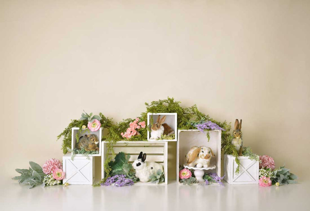 Kate 写真撮影のための春のウサギの花子供イースターの背景