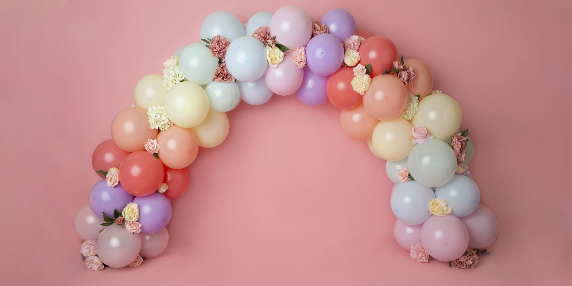 Kate 虹の花の風船の誕生日の子供の背景