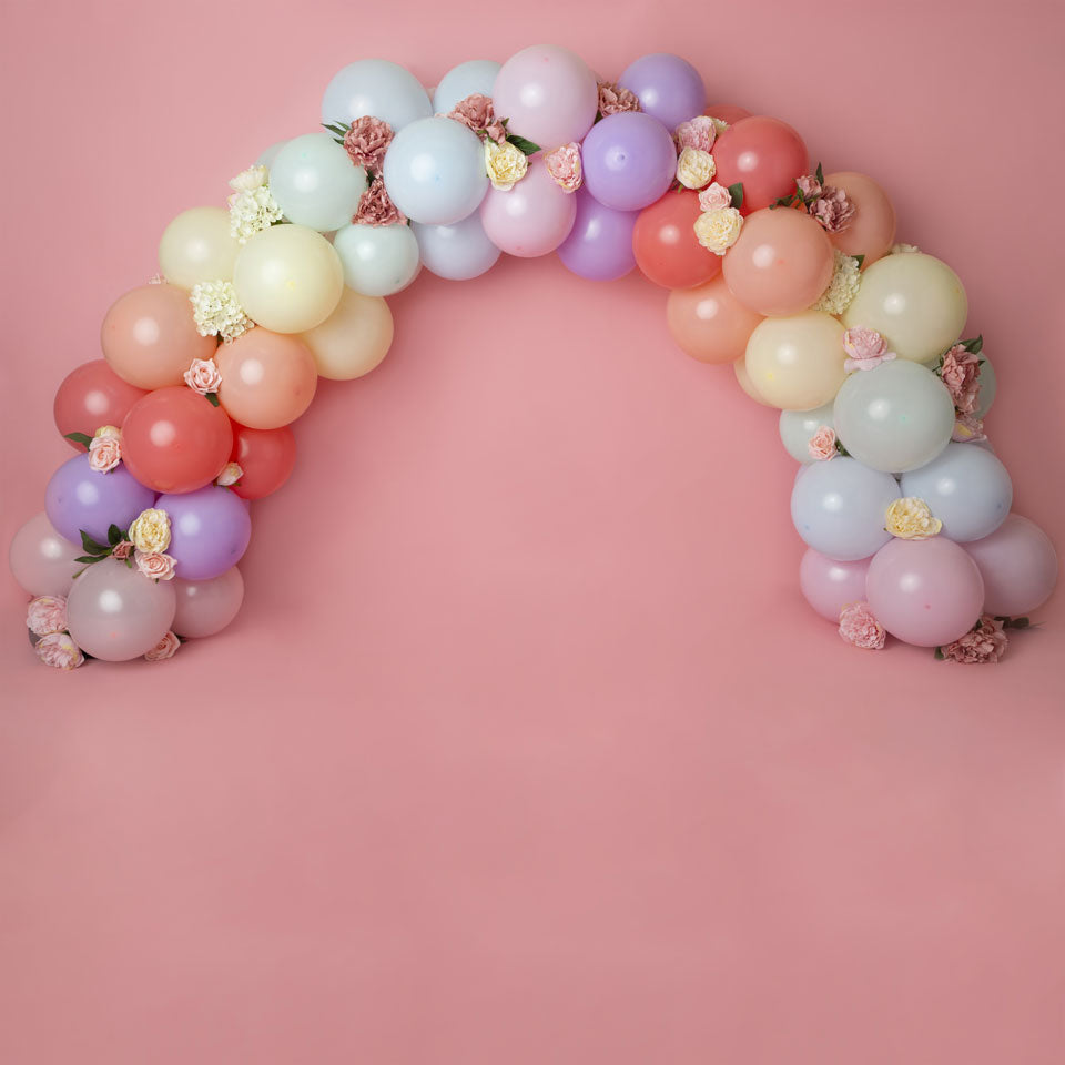 Kate 虹の花の風船の誕生日の子供の背景