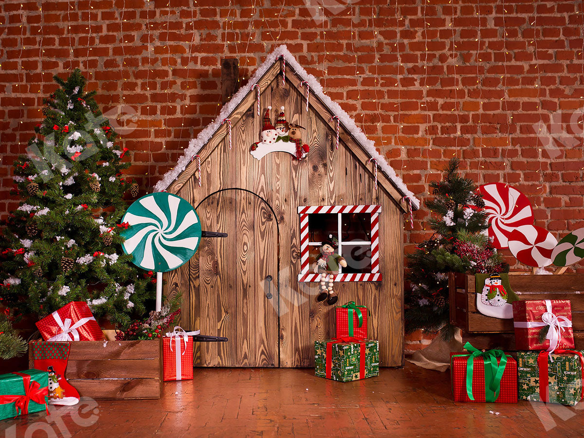 Kate 木製キャビンキャンディクリスマス背景