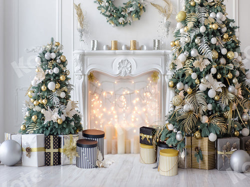 Kate クリスマスツリーの暖炉のギフトの背景