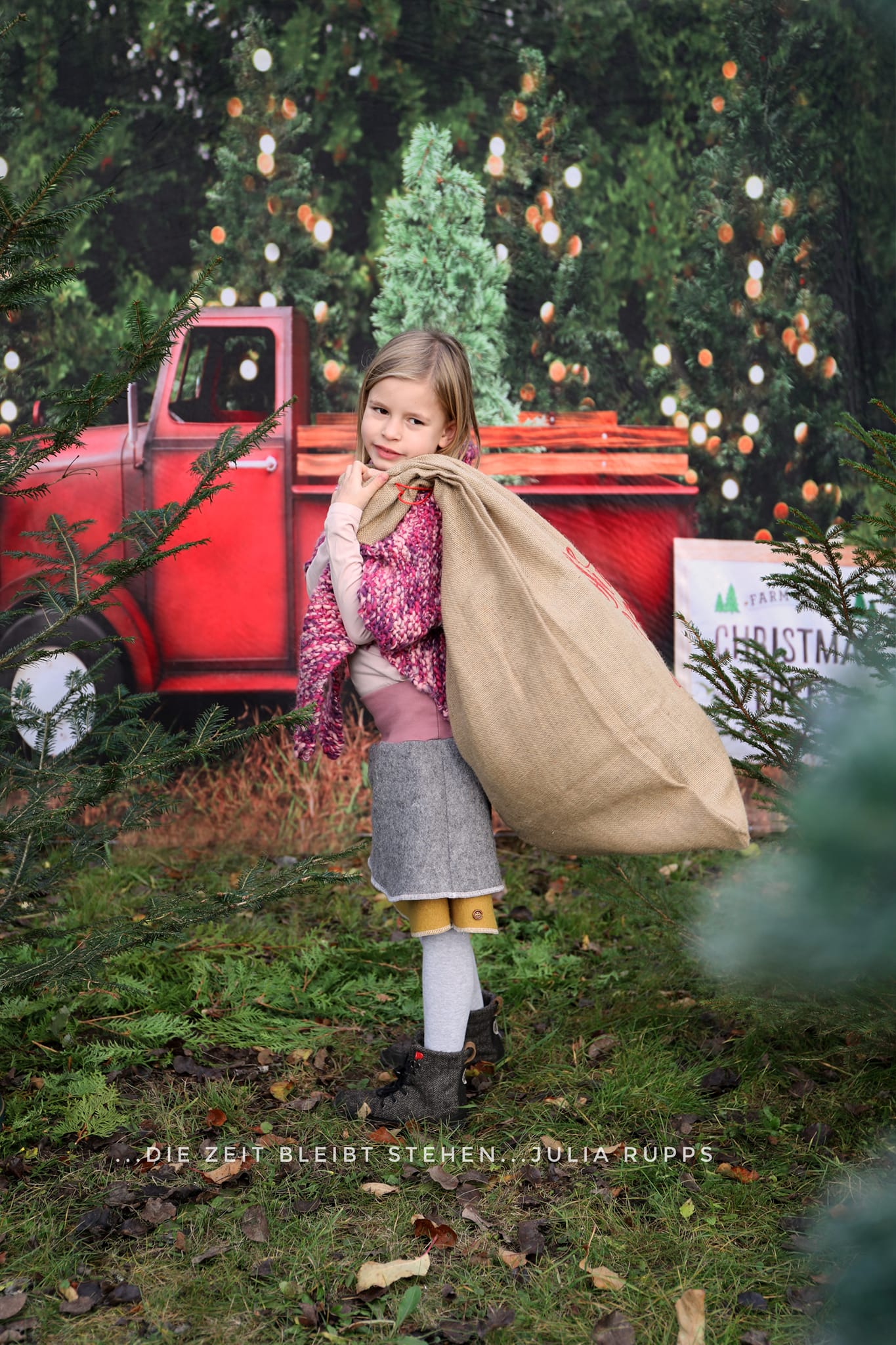 Kate 赤い車のクリスマスツリーファームの背景 によって設計された Pine Park Collection