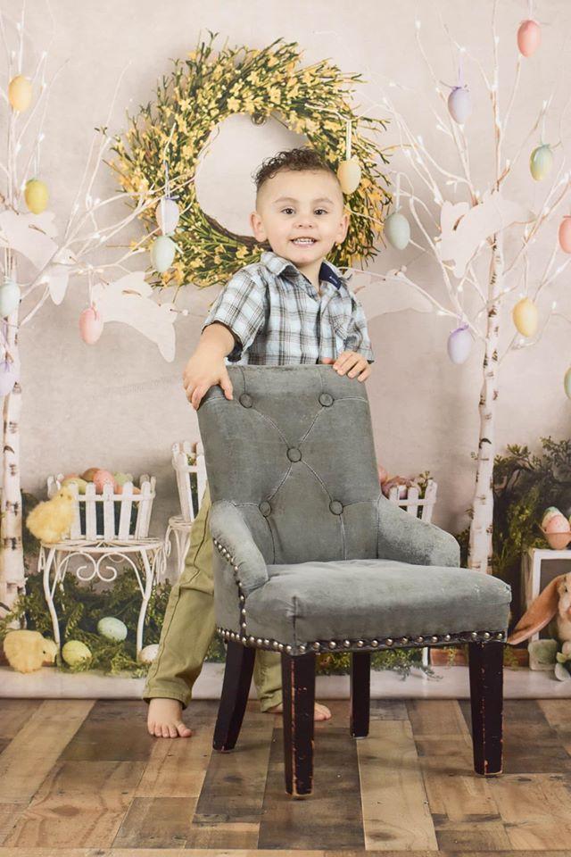 Kate イースターエッグの木とウサギの背景布