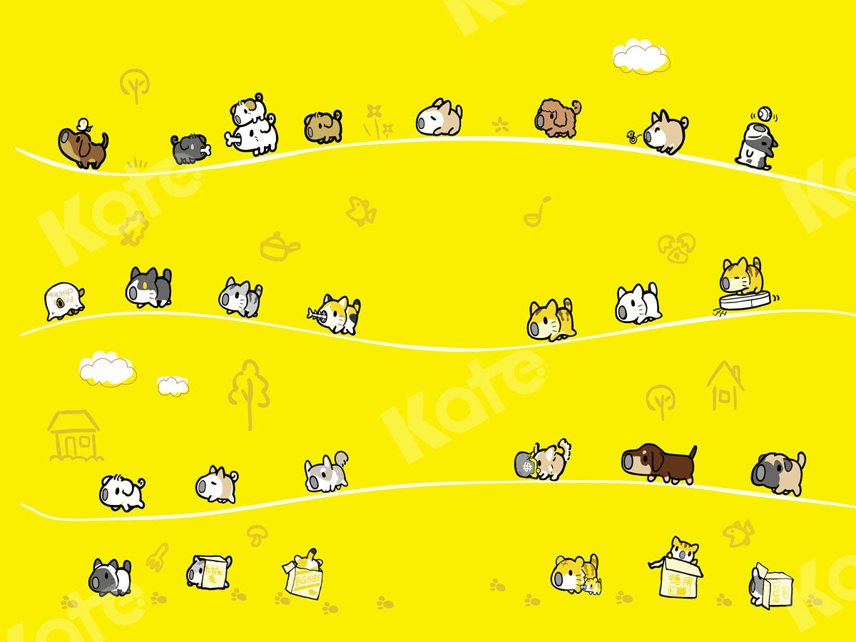 Kate 本物の認可の漫画の動物の黄色の背景