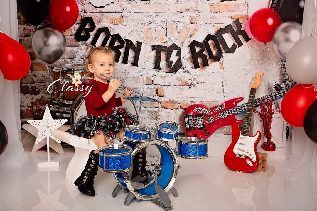 Kate ギターの子供たちの背景布でロックに生まれ