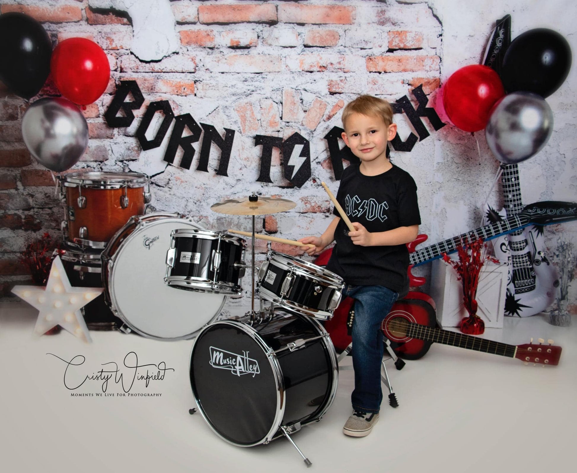 Kate ギターの子供たちの背景布でロックに生まれ