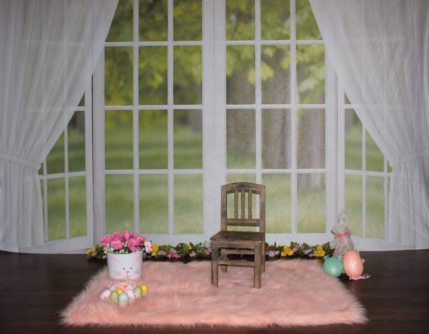 Kate ウィンドウビュー白いカーテン春の背景JS Photography