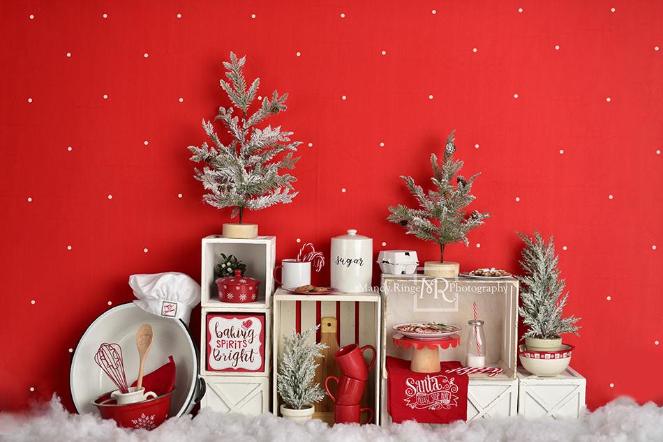 Kate Mandy Ringe Photography によって設計されたクリスマスのベーキングパーティーの背景