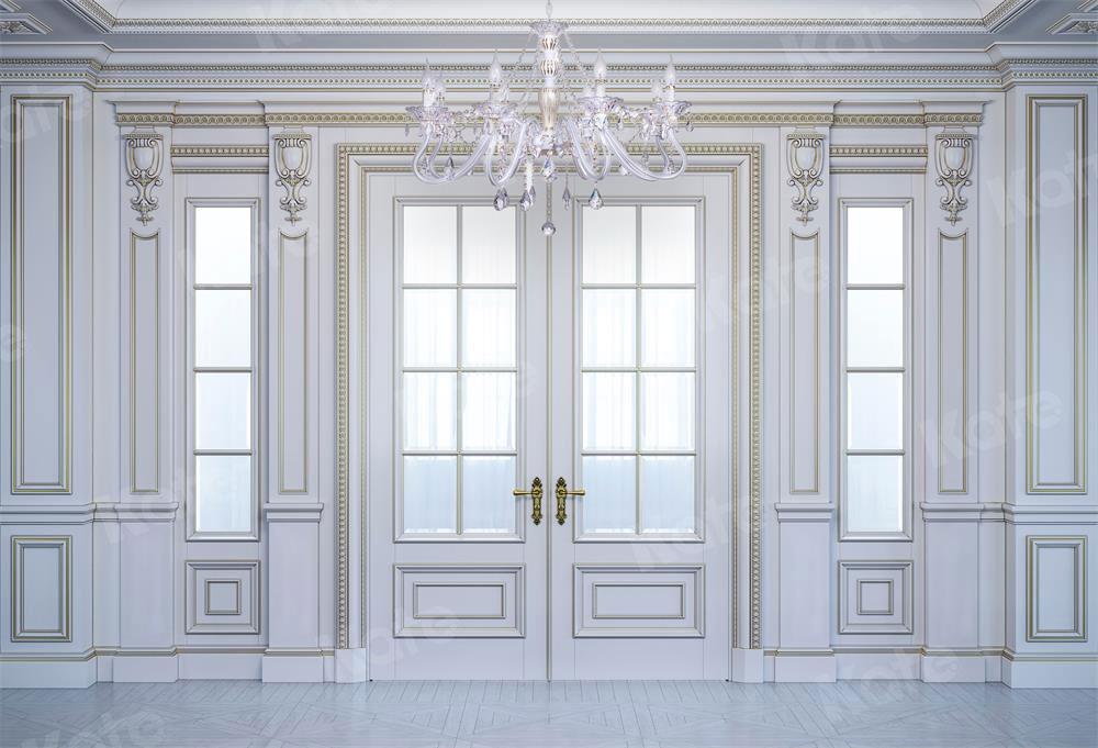 Kate 写真撮影のためのヴィンテージの白いドアの結婚式の背景Chain Photography