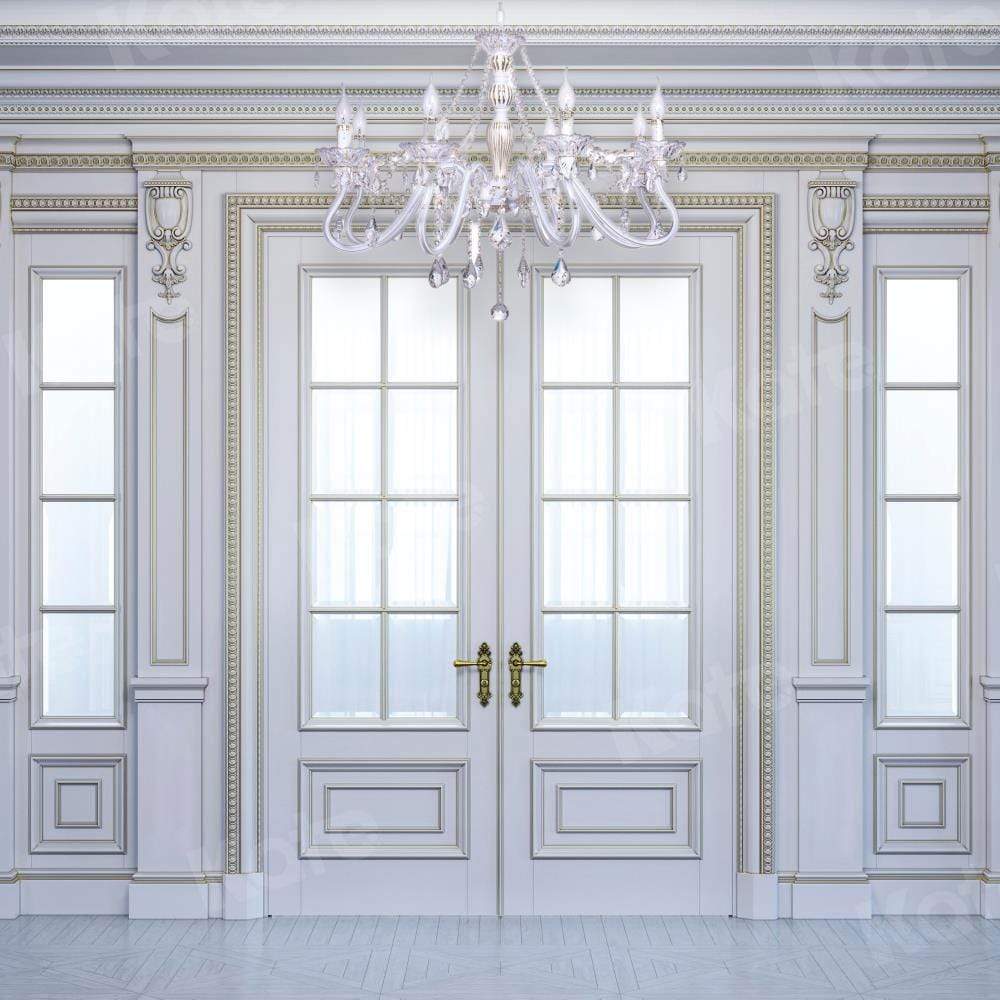 Kate 写真撮影のためのヴィンテージの白いドアの結婚式の背景Chain Photography