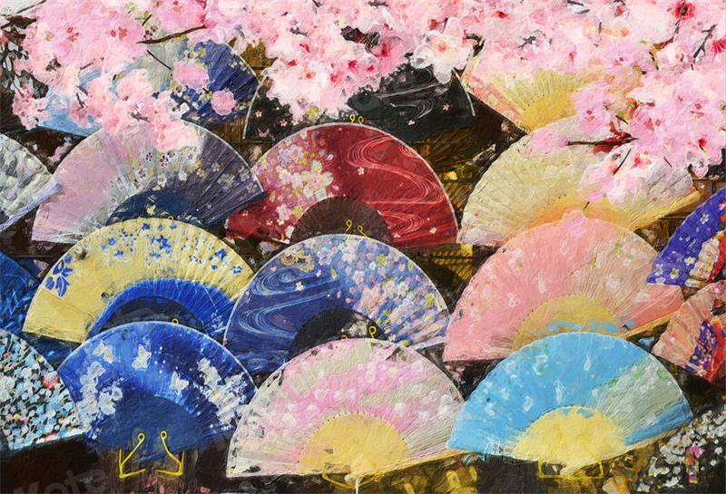 Kate 写真家のスタジオのためのファンの女の子の日桜の大人のスタイルの背景布