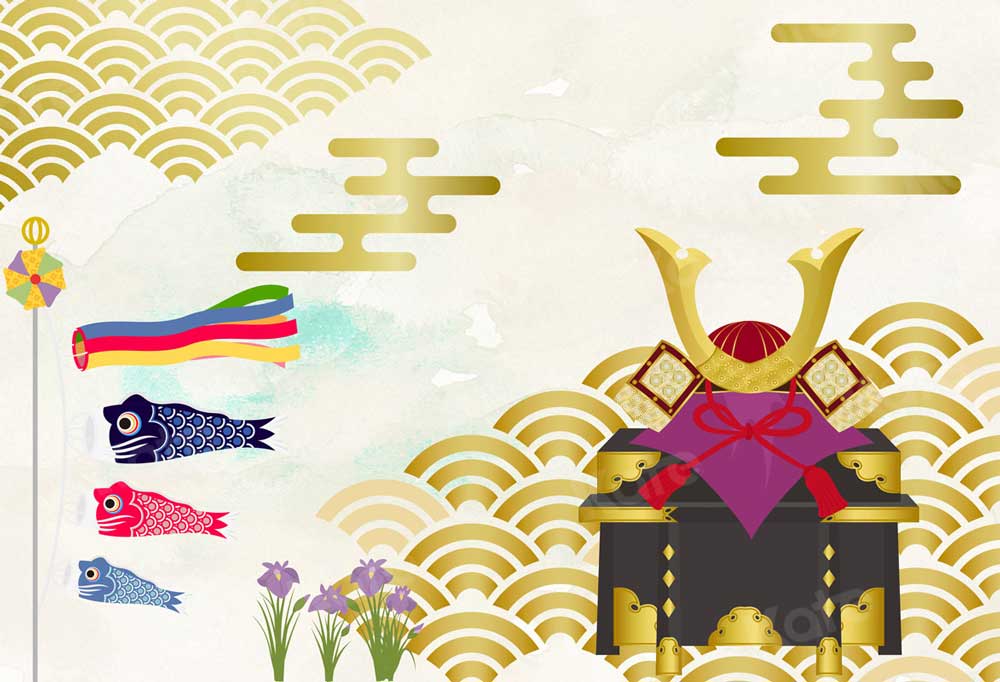 Kate 男の子の日鯉バナー サムライセブンファイブスリ写真家のための背景布