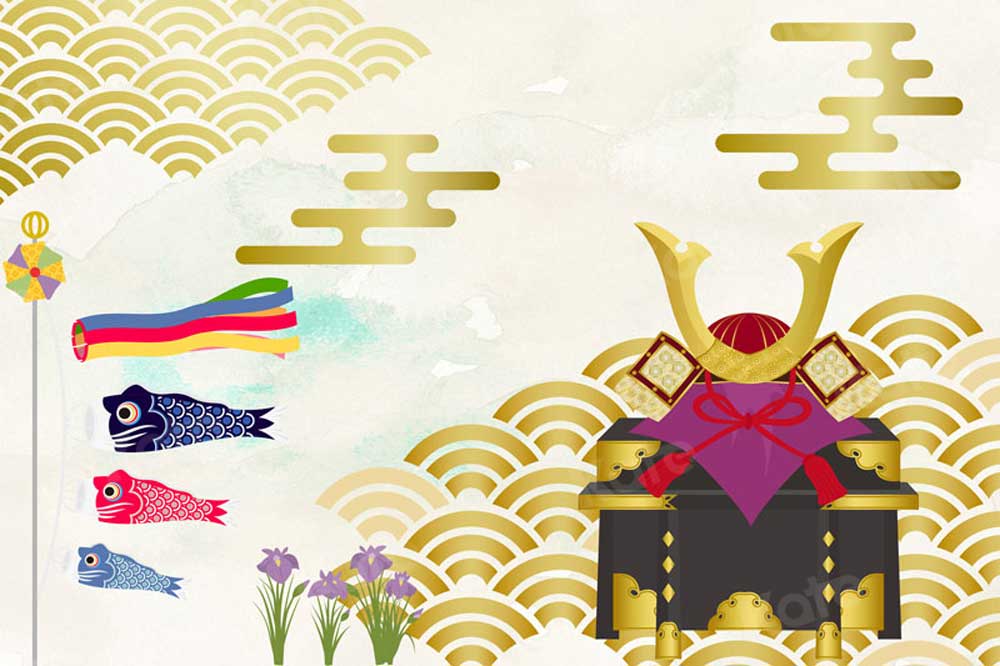 Kate 男の子の日鯉バナー サムライセブンファイブスリ写真家のための背景布