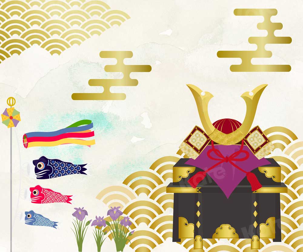 Kate 男の子の日鯉バナー サムライセブンファイブスリ写真家のための背景布