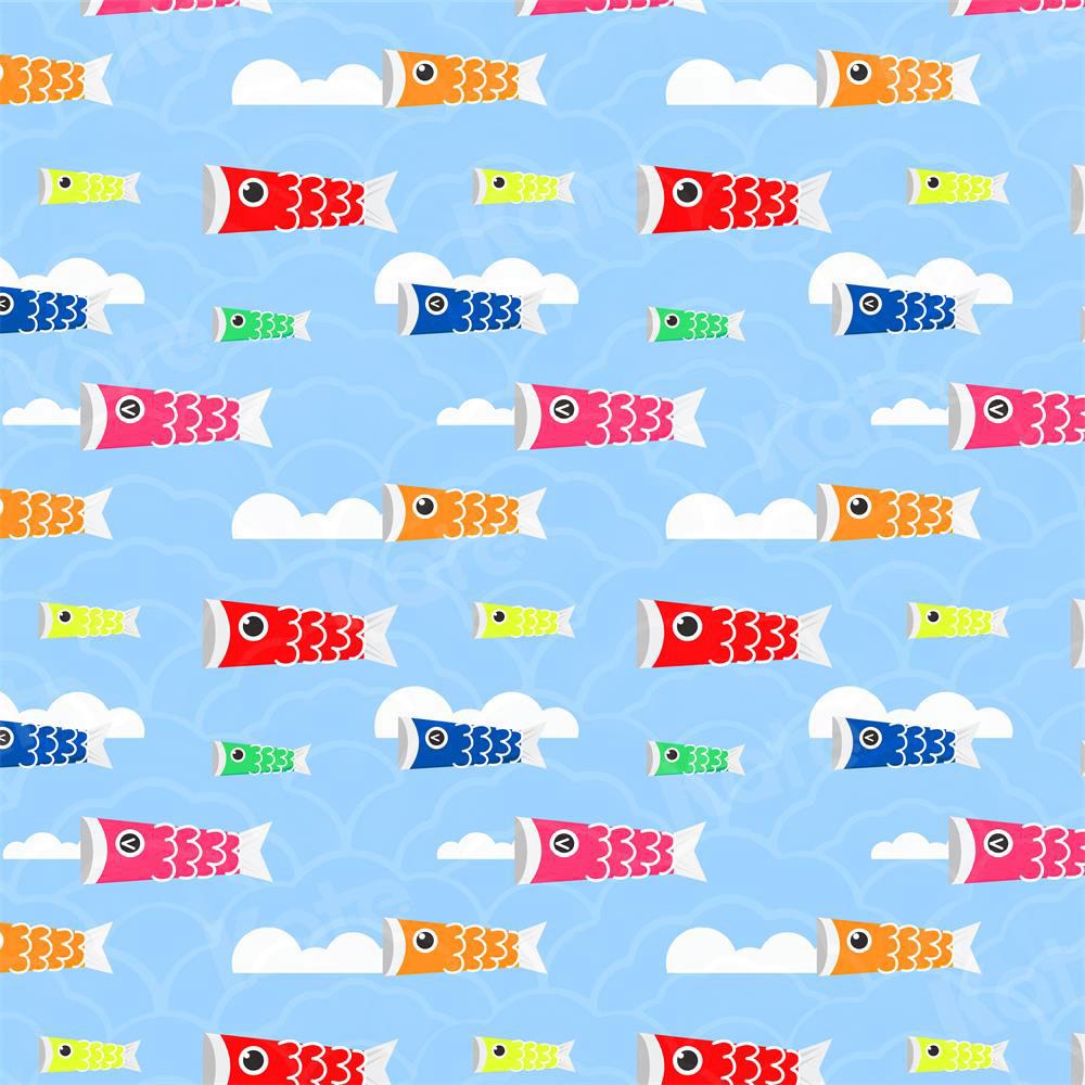 Kate 男の子鯉ストリーマーブルー写真家のための背景布