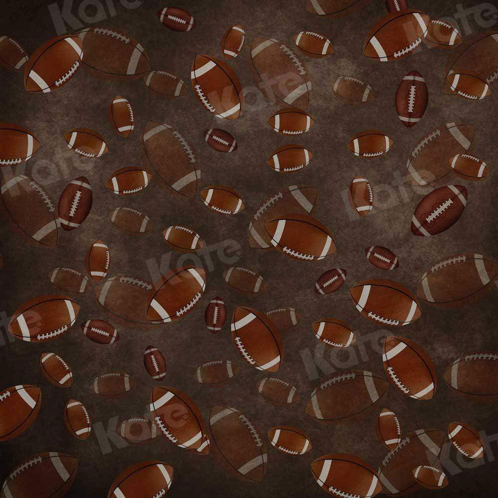 kate写真撮影のためにラグビーフットボールのケーキスマッシュの背景を繰り返す