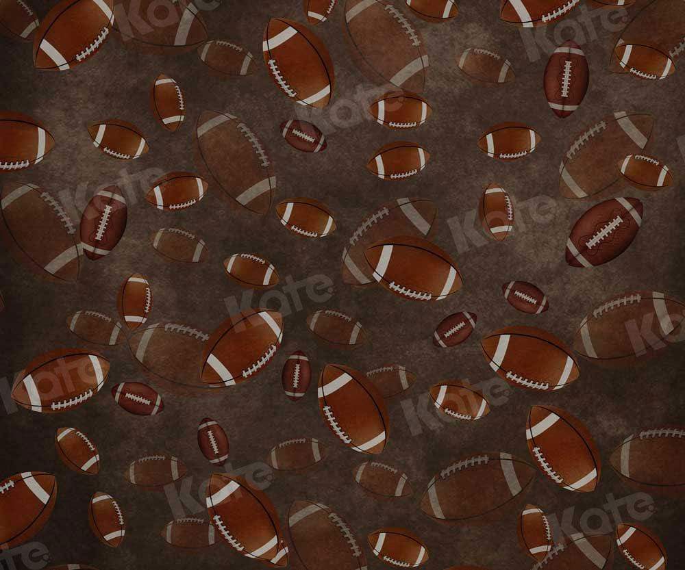 kate写真撮影のためにラグビーフットボールのケーキスマッシュの背景を繰り返す