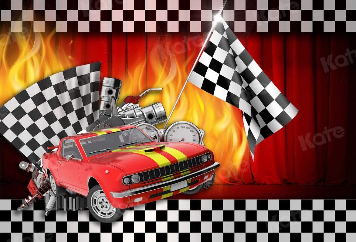 写真撮影のためのkateつの競争スポーツ黒と白のブロック車の旗の背景