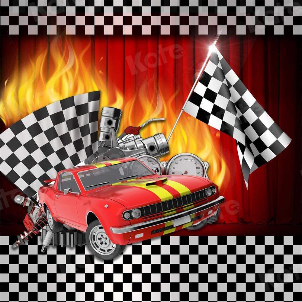 写真撮影のためのkateつの競争スポーツ黒と白のブロック車の旗の背景