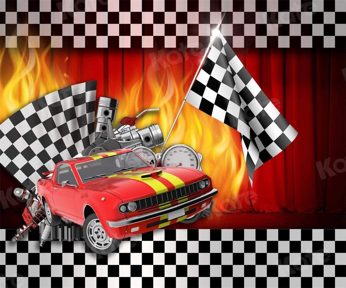 写真撮影のためのkateつの競争スポーツ黒と白のブロック車の旗の背景