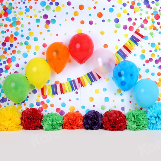 Kate誕生日 カラフル バルーン 花 レインボー フラッグ背景Rebeccaによって設計されました