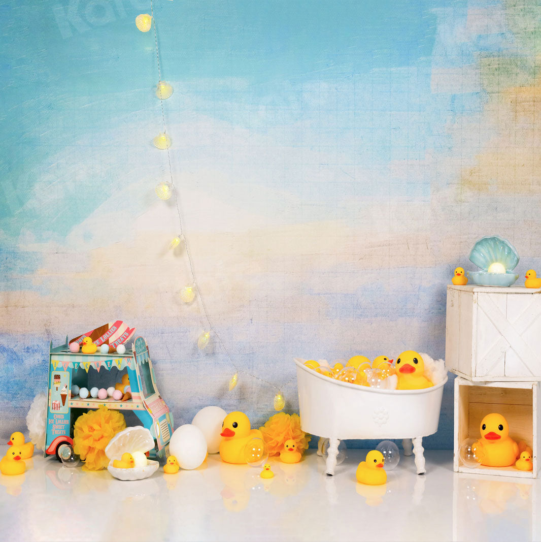 kateバスルームの子供たちの小さな黄色いアヒルの背景写真家のためのスタジオ