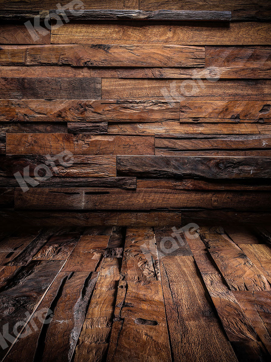 kate床の背景を持つヴィンテージブラウンウッド