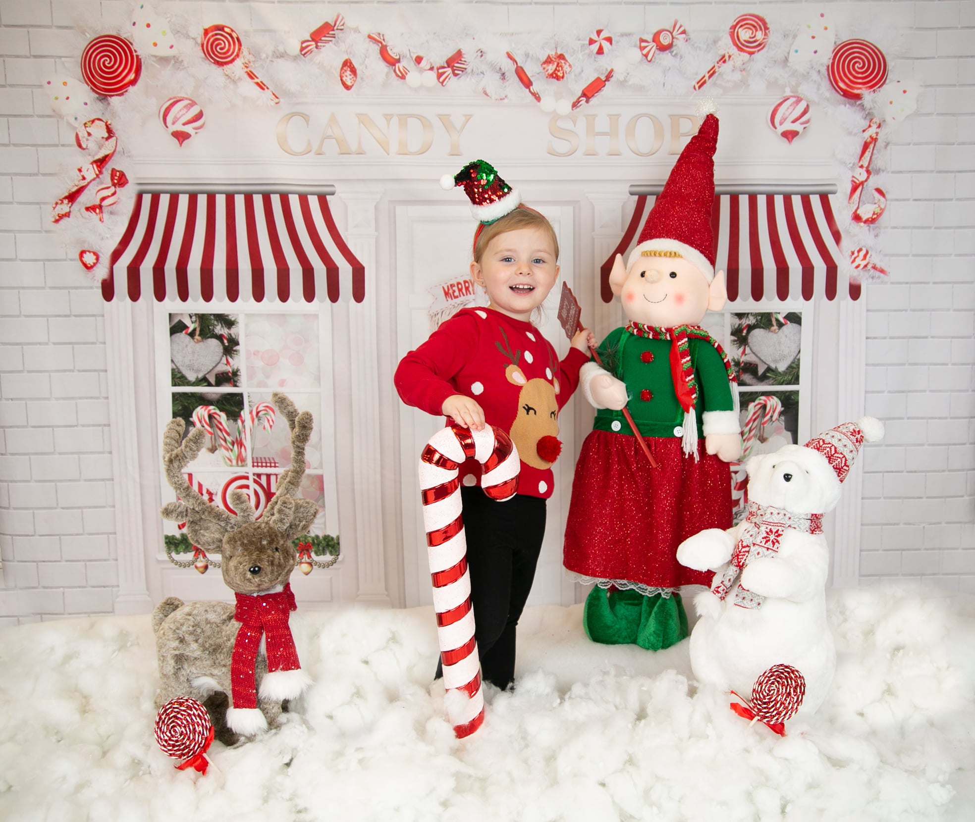 Kate 写真撮影のためのクリスマス菓子店の背景