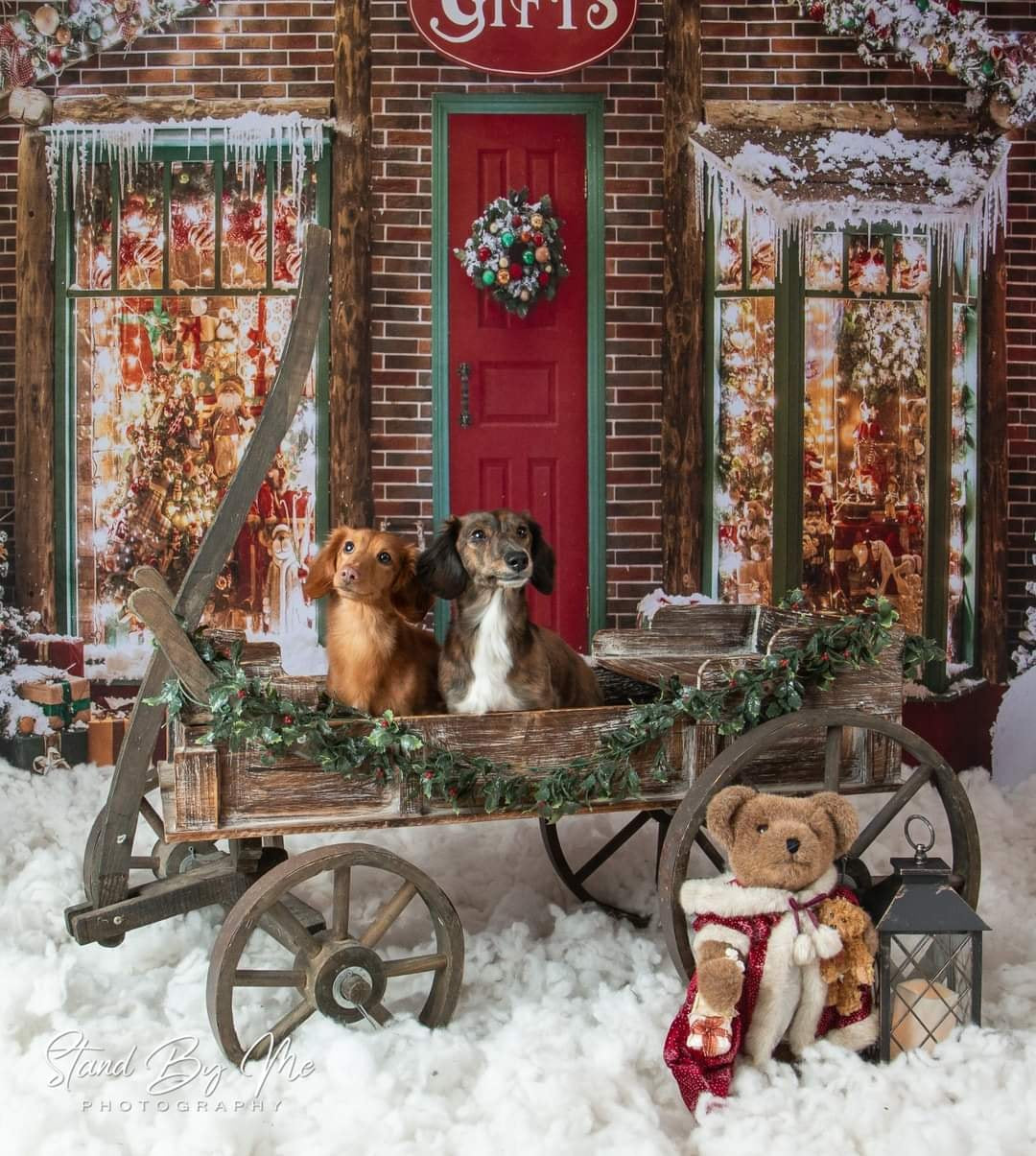 Kate 冬の雪のクリスマスギフトストアの背景