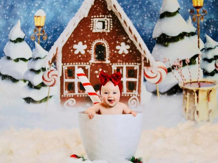 Kate クリスマスキャンディスノーキャビンの背景