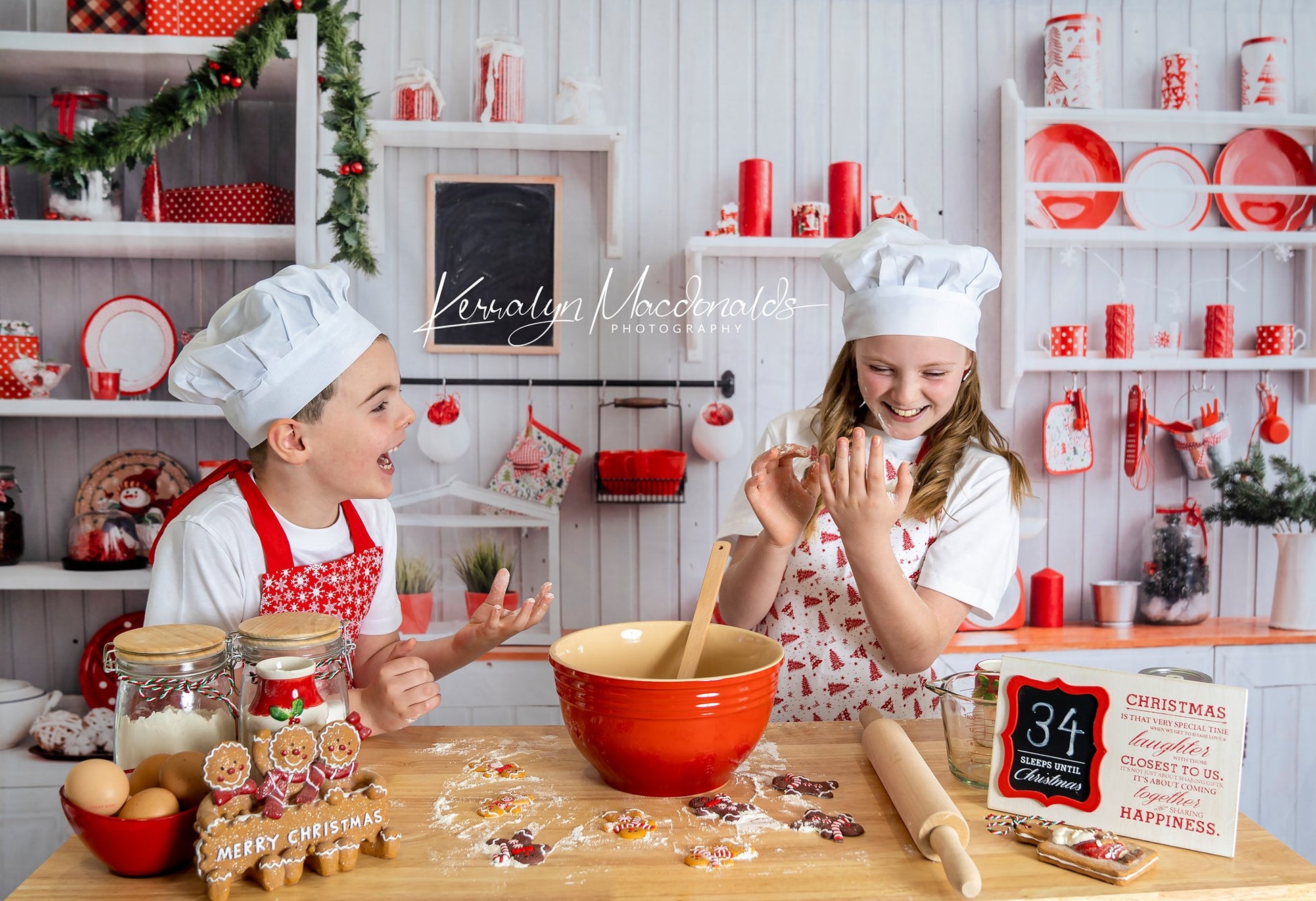 kate クリスマス白い壁のキッチンの背景布 写真撮影用