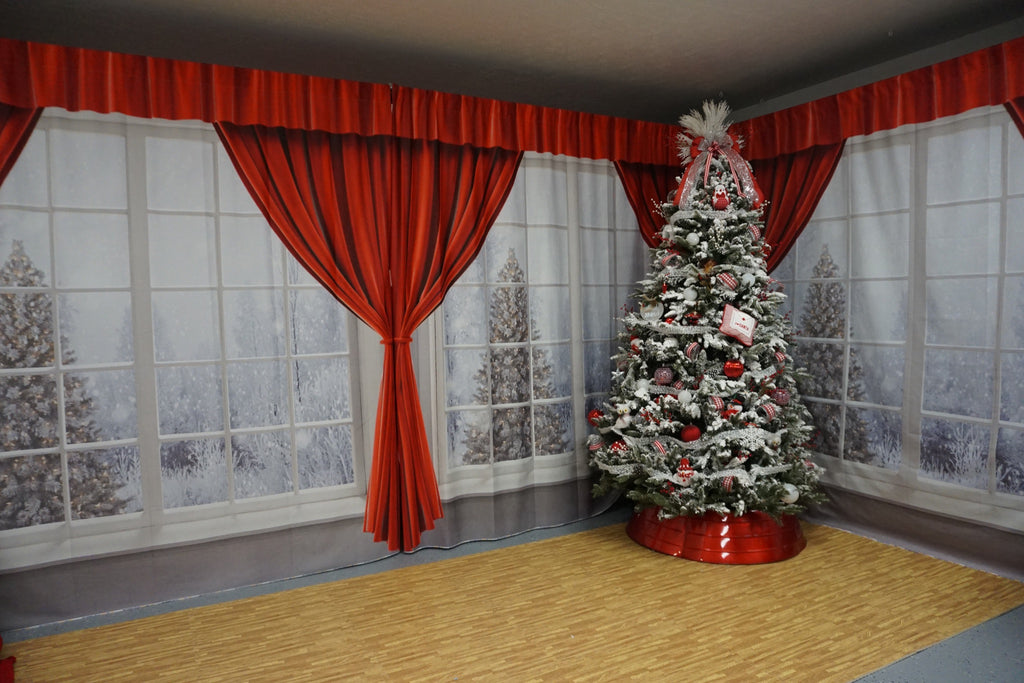 写真撮影のためのkateクリスマス冬の背景赤いカーテン