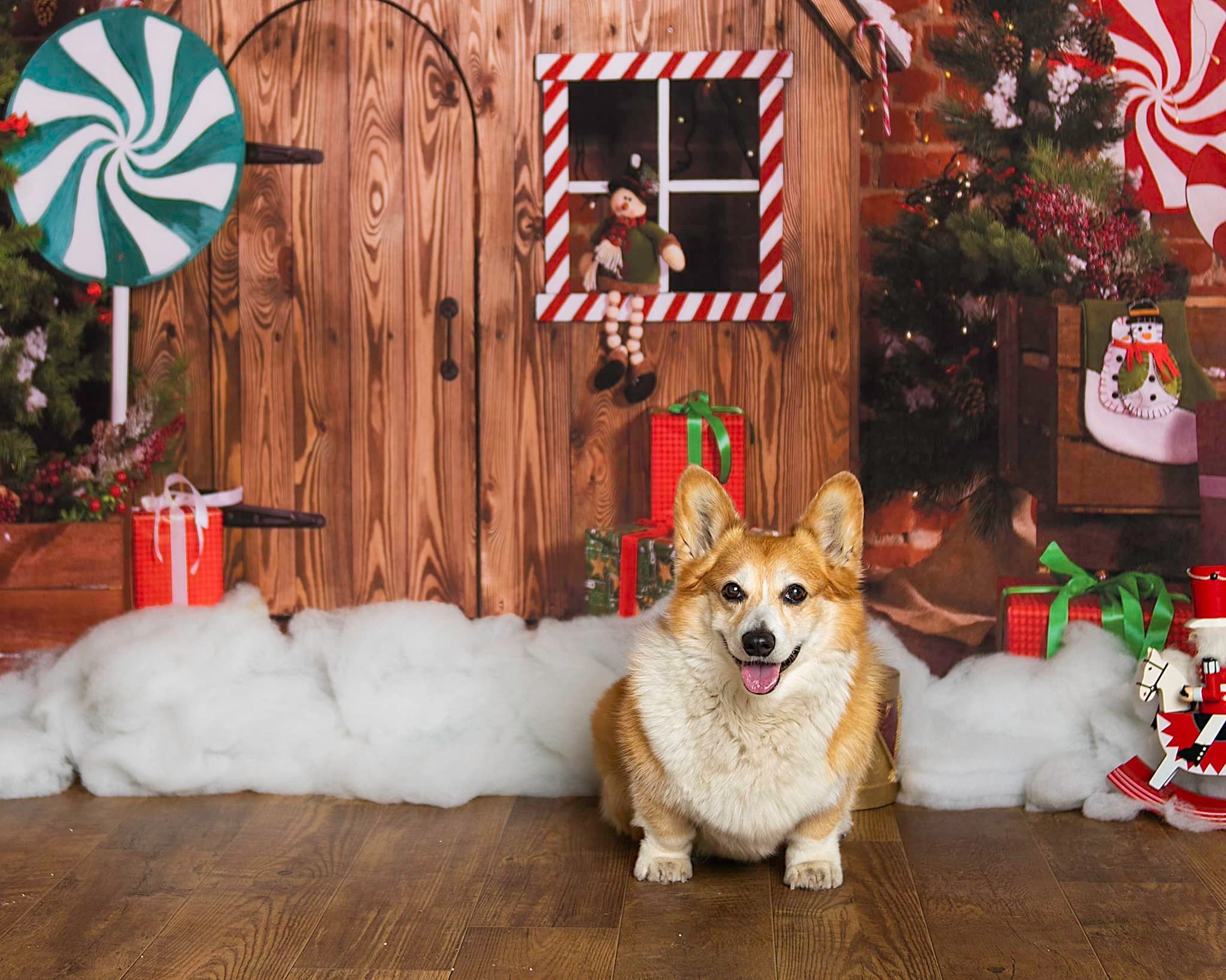 Kate 木製キャビンキャンディクリスマス背景