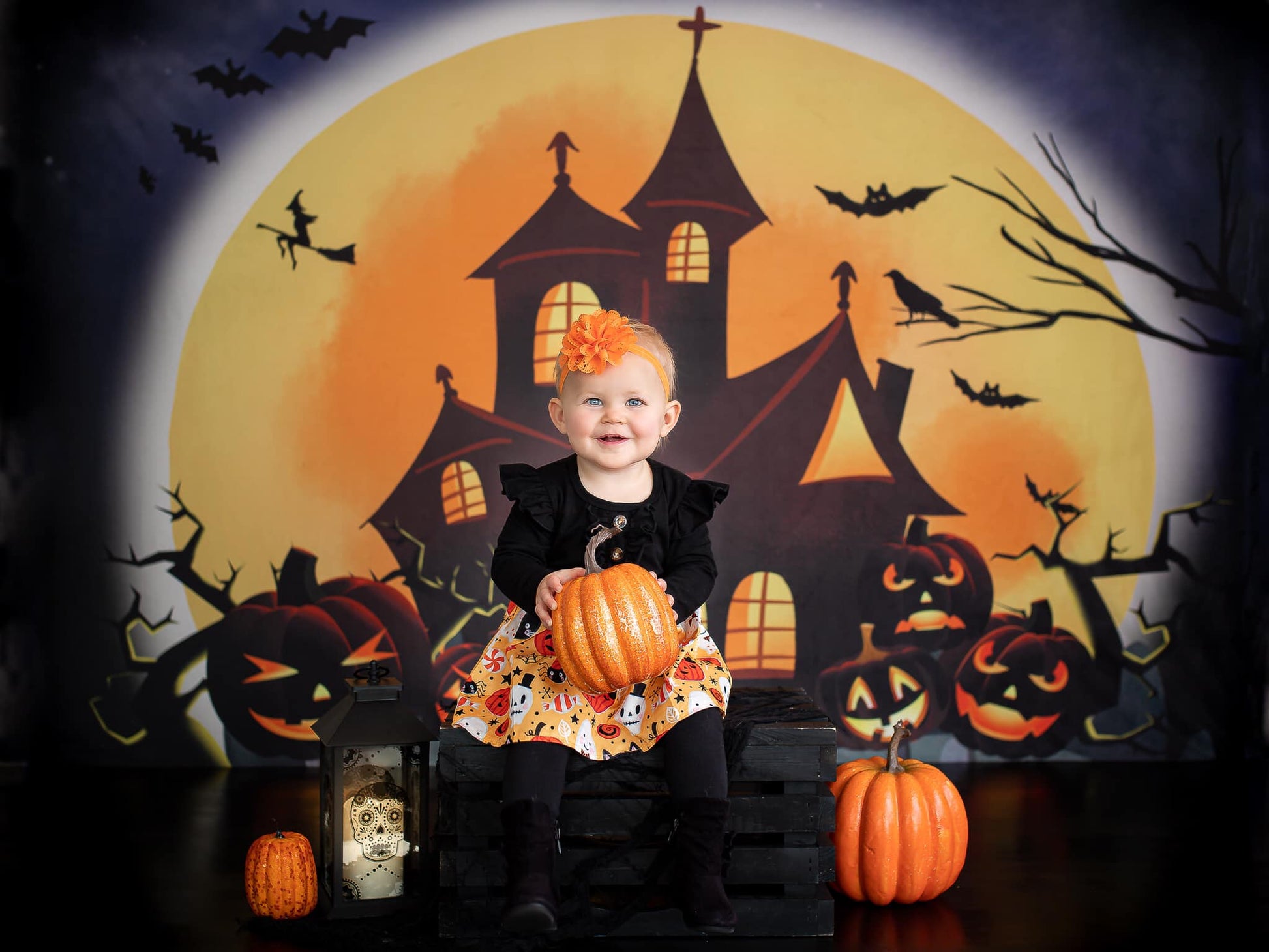 Kate ハロウィーンの背景カボチャの魔女の家