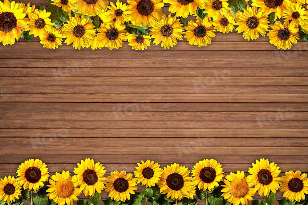 写真撮影のためのkateつのひまわりの木板背景花